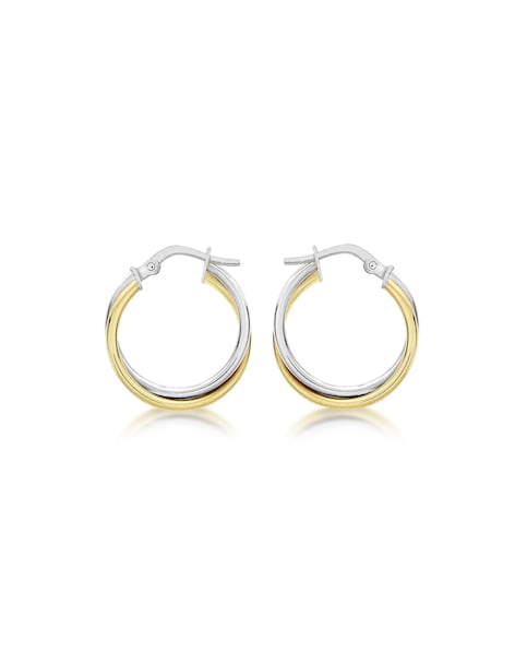 9ct Gold 2 Tone Tube Crossover Earrings